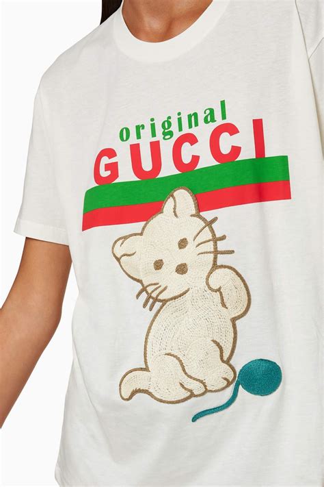 t shirt gucci con gatto|Gucci t shirt sale.